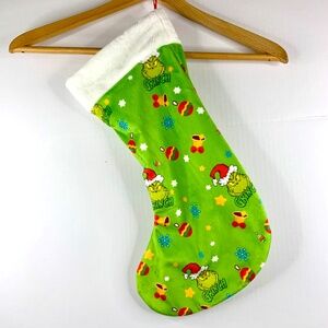 The Grinch Santa Hat Snowflake 17 inch long green red Holiday Christmas stocking